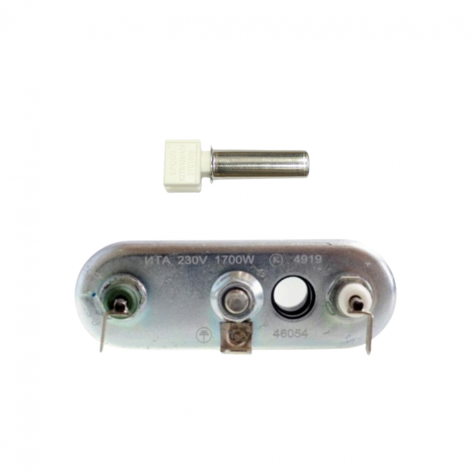 Комплект ТЭН 1700 W для стиральной машины Ariston, Indesit WIUN WISL, L169 мм + термостат, 46054Д